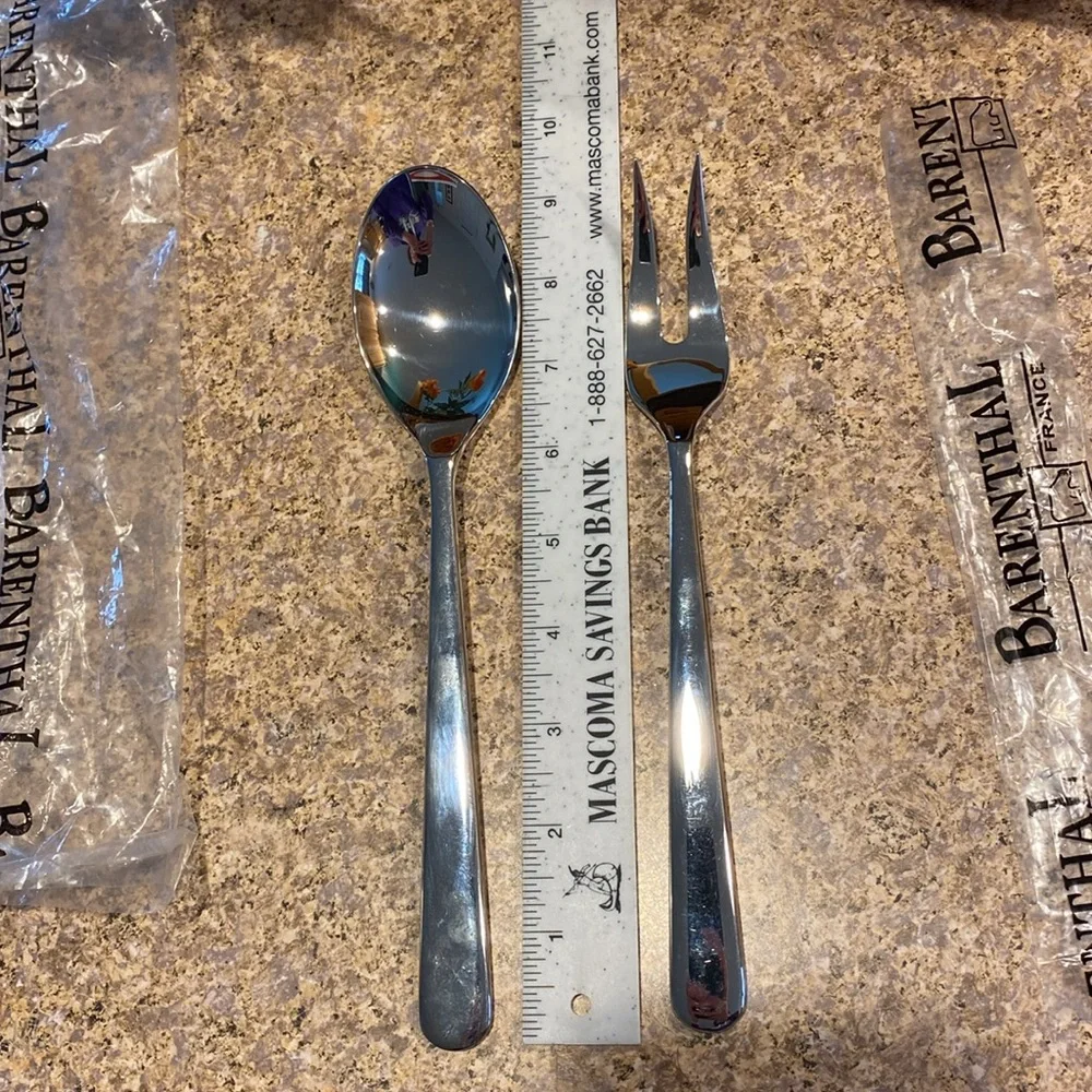 Barenthal Stainless 18/10 Serving Fork and Spoon France Silver